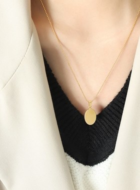 时尚潮酷嘻哈项链双层链条女王人像D圆牌椭圆吊坠项链跨境热销首