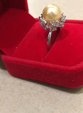 珍珠戒指女白月光设计小众时尚个性优雅空托淡水V珍珠气质可调节