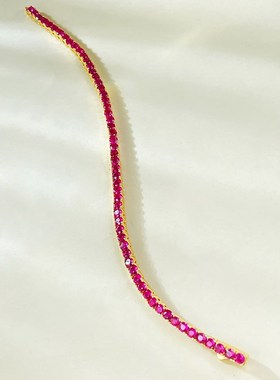 珠宝2024新款925银鸽血红满钻红H钻手链日常经典时尚OL直播款