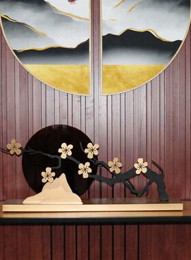 现代新中式创意禅意铁艺梅花亚克力摆件家居客厅电视柜玄关装饰品