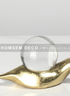 现代轻奢水晶蜗牛摆件售楼处样板间家居客厅N办公桌面软装饰品陈