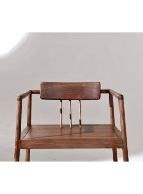 新中式实木禅椅黑胡桃木圈椅简约现代官帽椅明式家具茶椅主椅