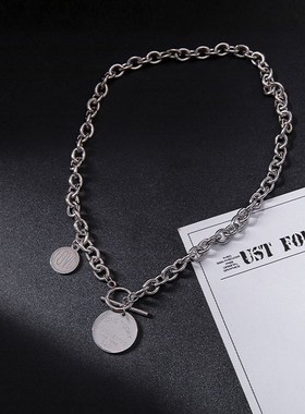 钛钢项链女不掉色女ins嘻哈风LOVEF字母520吊坠脖子饰品超酷锁骨