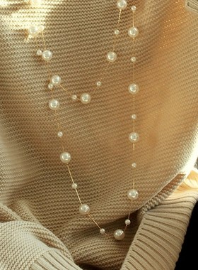 多层珍珠项链202m4年新款潮长款毛衣链轻奢小众设计感高级感秋冬