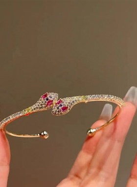 跨境欧美爆款暴富小灵蛇手镯女轻奢E小众设计高级感时尚开口可调