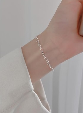 链条爱心手链ins不掉s色小众设计闺蜜手链女夏季简约手链清女生