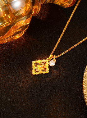 纯银意大利镂空金包银黄金项链