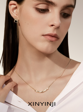 s925纯银小方块项链女简约轻奢