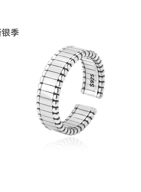 新银季法式S925纯银戒指女开口可调节通勤百搭时尚个性网红指环