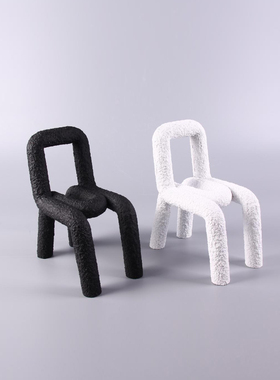 现代简约白色几何树脂抽象绳结样板间售楼处书房客厅软装饰品摆件