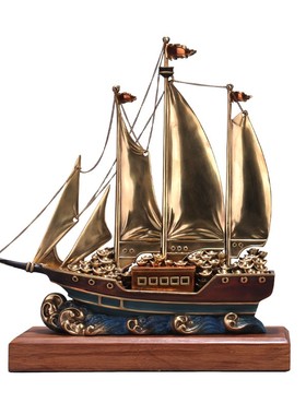 必禧利纯铜一帆风顺摆件公司开业礼品办公室装饰品客厅帆船摆设