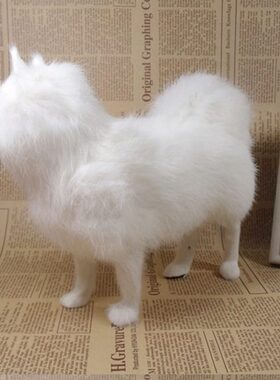 仿真狗萨摩耶动物模型摆件真皮毛手工艺品装饰品儿童礼物道具玩具