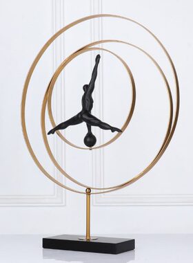 金属铁环体操运动人物摆件创意轻奢现代家居样板间酒店玄关工艺品