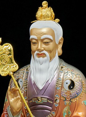 铜像三清祖师爷太上老君神像佛道德天尊道家用供奉摆件教纯