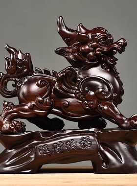 黑檀木雕貔貅摆件一对貔恘聚财皮丘办公室桌开张店铺开业工艺礼品