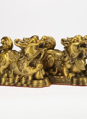爆款纯黄铜纳财貔貅摆件招财进宝四方纳财客厅办公桌装饰店铺开业
