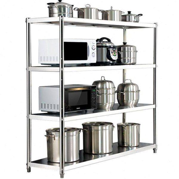不锈钢四层厨房置物架家用白钢储物架多功能微波炉收纳架烤箱春江,淘宝优惠券,粉丝福利购,淘宝优惠卷