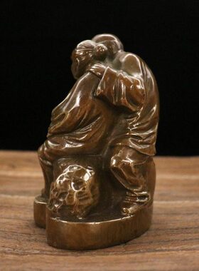 纯铜百年好合白头偕老头老太夫妻和睦黄铜仿古家居桌面书桌摆件