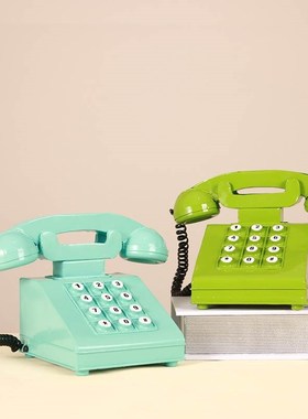 欧式复古怀旧老j式铁艺听筒座机电话机模型道具装饰品创意民宿摆