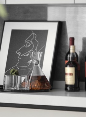 餐边柜酒柜水吧台醒酒器酒具酒杯装饰酒样板间P售楼部厨房软装饰