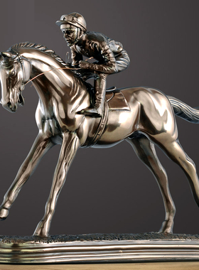 欧式赛马b马术运动员雕塑工艺品摆件骑马客厅书房装饰品办公室摆