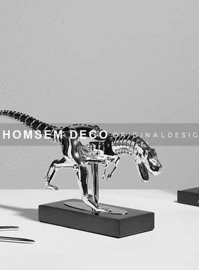 轻奢现代家居书房恐龙化石装饰树脂摆件样L板间客厅玄关复古风摆