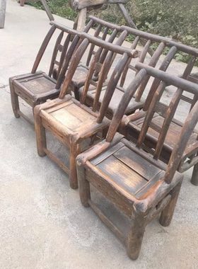怀旧老物件老式农村榆木老椅子小板凳复古旧家具收藏民俗展示摆件