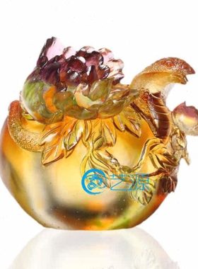 琉璃富贵笔筒摆件商务办公桌饰品创意时尚家居礼品生日礼物生肖蛇