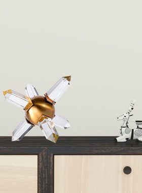 现代简约轻奢水晶六角星芒样板房客厅玄关茶几办公桌软装饰品摆件