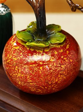 平安如意柿子摆件铜工艺品招财客厅玄关酒柜装饰高档乔迁新居礼品