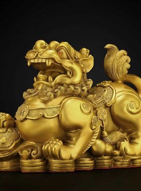 铜貔貅摆件黄铜皮丘大号一对公母客厅玄关装饰工艺品店铺开业礼品