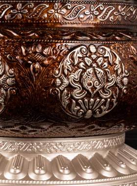 西藏特色工艺品糌粑盒藏式摆件茶室民宿装饰收藏储存缸炒面盒装臧