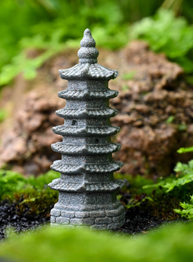 微景观中式仿真栓马柱青石狮子小摆件园艺假山盆景装饰树脂工艺品