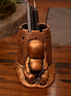 中国风创意复古大兵炮楼笔筒毕业同学个性生日礼品办公桌摆件饰品