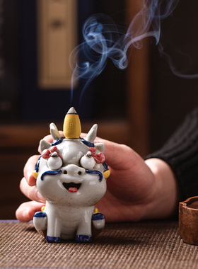 创意麒麟龙香炉摆件招p财玄关家居客厅办公室装饰乔迁新居开业礼