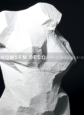 现代抽象女人物半身雕塑软装饰品A样板房间售楼处办公室玄关柜摆