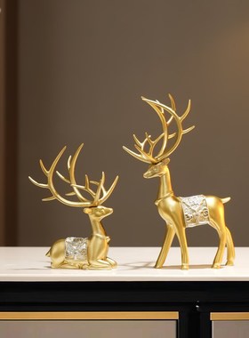 新中式酒柜铃兰鹿红酒架摆件餐边柜E家居装饰客厅玄关乔迁新居礼