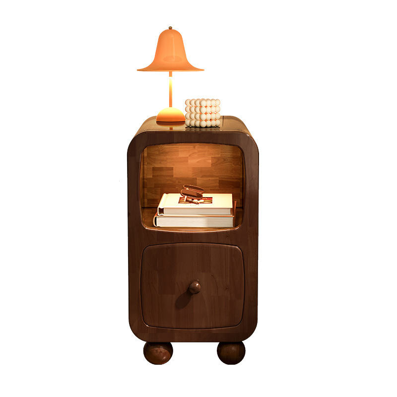 木床头柜小型极窄带灯床边柜超窄30公分20cm床边窄夹缝柜置物架 - 图2