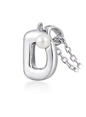 欧美时尚简约字母吊坠项链女小众高级感轻奢26个U字母珍珠锁骨链