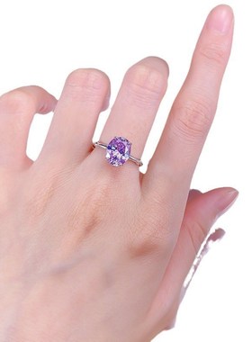 珠宝2024新款S925银8*1E0薰衣草紫钻竹节戒指欧美风简约戒指