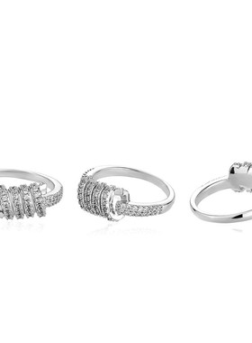 INS网红创意穿搭铁丝绳结个性指环欧美嘻M哈锆石戒指男女百搭手饰