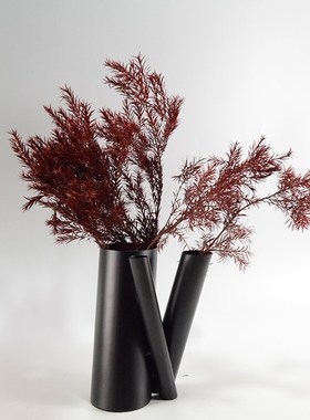 哑光黑色铁艺艺术摆件花器轻奢桌面装饰花电视柜卧室飘窗玄关拜访