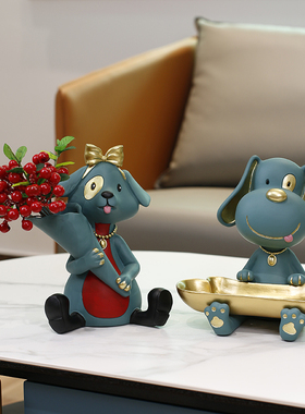 狗狗玄关装饰收纳创意门口柜桌面钥匙盒摆件轻奢入户鞋柜家居饰品