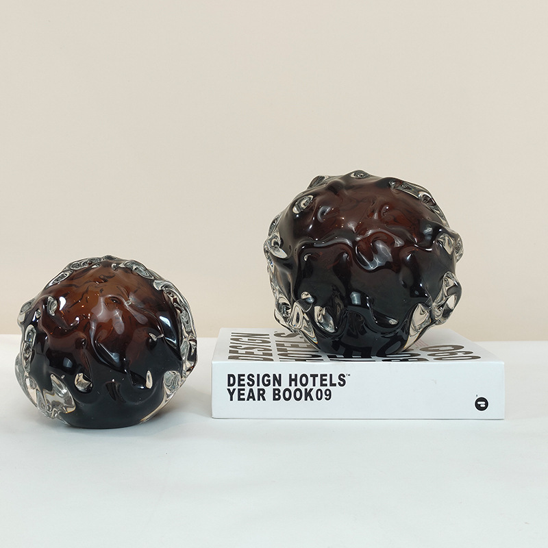 现代轻奢酒红色手工琉璃水果盘子简约时尚收纳盘摆件家用玻璃摆件 - 图0