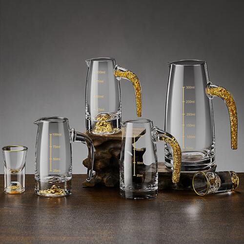 高档水晶金箔白酒分酒器家用中式白酒杯创意套装饭店用100ml酒壶 - 图3