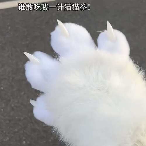 猫爪手套毛绒加厚保暖手套可爱猫爪肉垫会吱吱叫cosplay漫展道具 - 图3