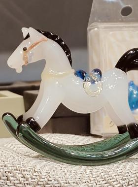 淄博琉璃非遗手工装饰品摇摇马桌面摆件马上有钱家居摆放玄关礼物