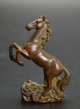 黄铜实心小摆件铜马到成功袖珍迷你型小号仿古铜器工艺品古玩仿古