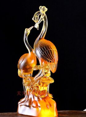 琉璃仙鹤摆件祝寿中老年人长辈领导生日礼物新家客厅玄关装饰品