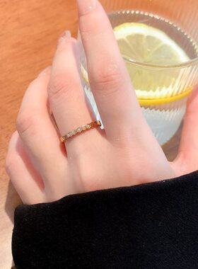 蜂巢钛钢戒指女小众设计高级感素圈戒指女时尚个性锆石尾戒食指环